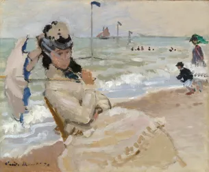 Camille sur la plage à Trouville - Claude Monet 