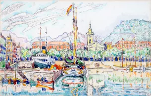 Paul Signac (1863 – 1935), Nice, 2 mai 1931, Aquarelle et mine de plomb sur papier vergé, 27,3 x 43,2 cm, Collection particulière