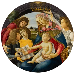 Maître des bâtiments gothiques d’après Botticelli, La Vierge du Magnificat, années 1490, Montpellier Méditerranée Métropole, Musée Fabre, dépôt du Musée du Louvre, 1979 © Musée Fabre de Montpellier Méditerranée Métropole / photographie Frédéric Jaulmes